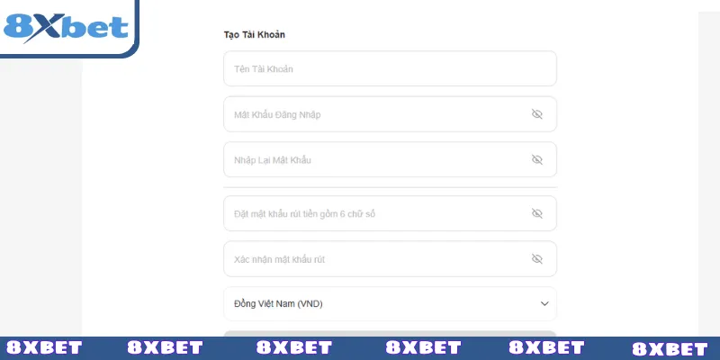 Giao diện đăng ký đại lý 8xbet chính thức