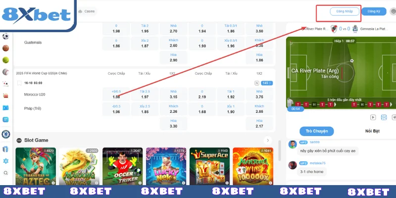 Chọn đăng nhập sau khi đã vào được giao diện chính