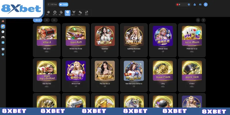 Điểm qua các thể loại game bài nổi bật ở 8XBET