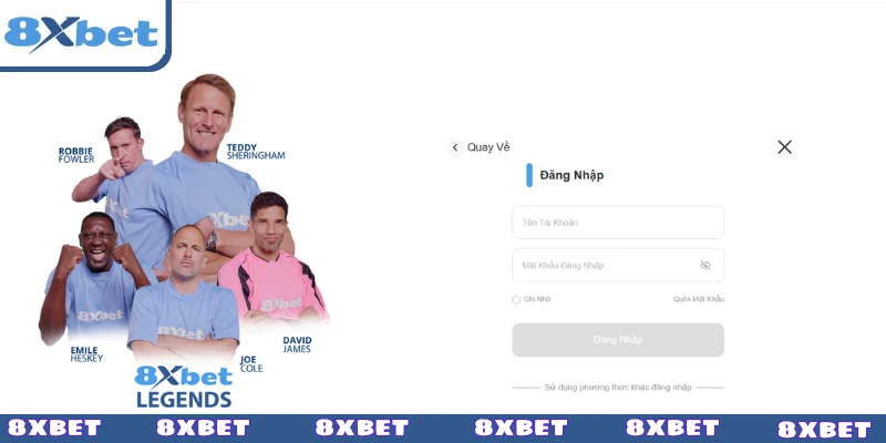 Giao diện đăng nhập 8xbet nhanh chóng và tiện lợi