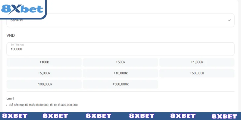 Nhập đúng số tiền khi đã lựa chọn được phương thức phù hợp